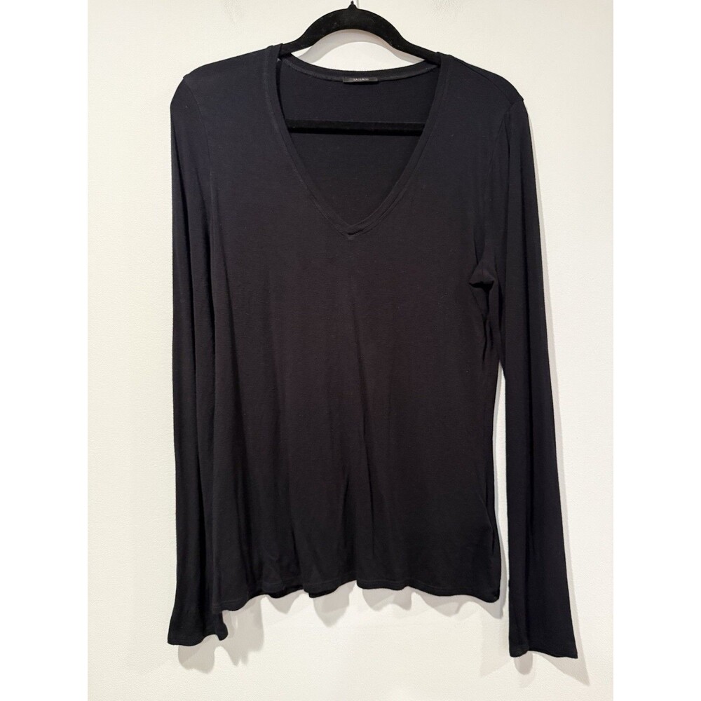 Tahari Top Womens Medium* Black Stretch Base Layer Basic Minimal Travel Vacation